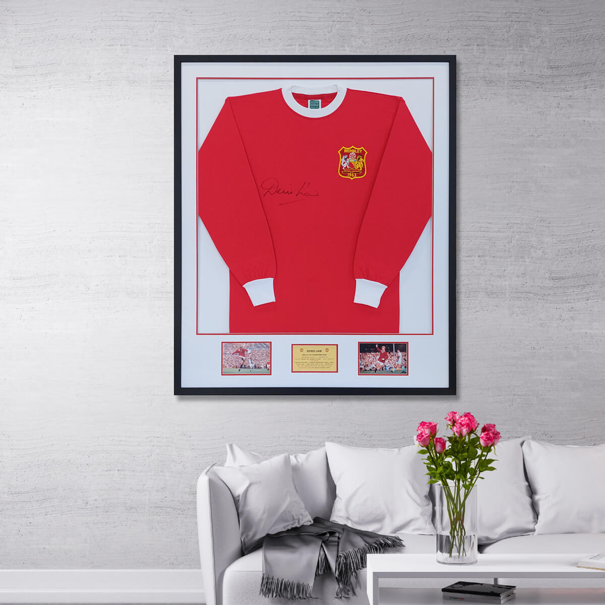 FA Cup Denis Law Soccer football shirt framed