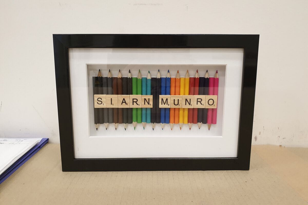 Pencils framed with name