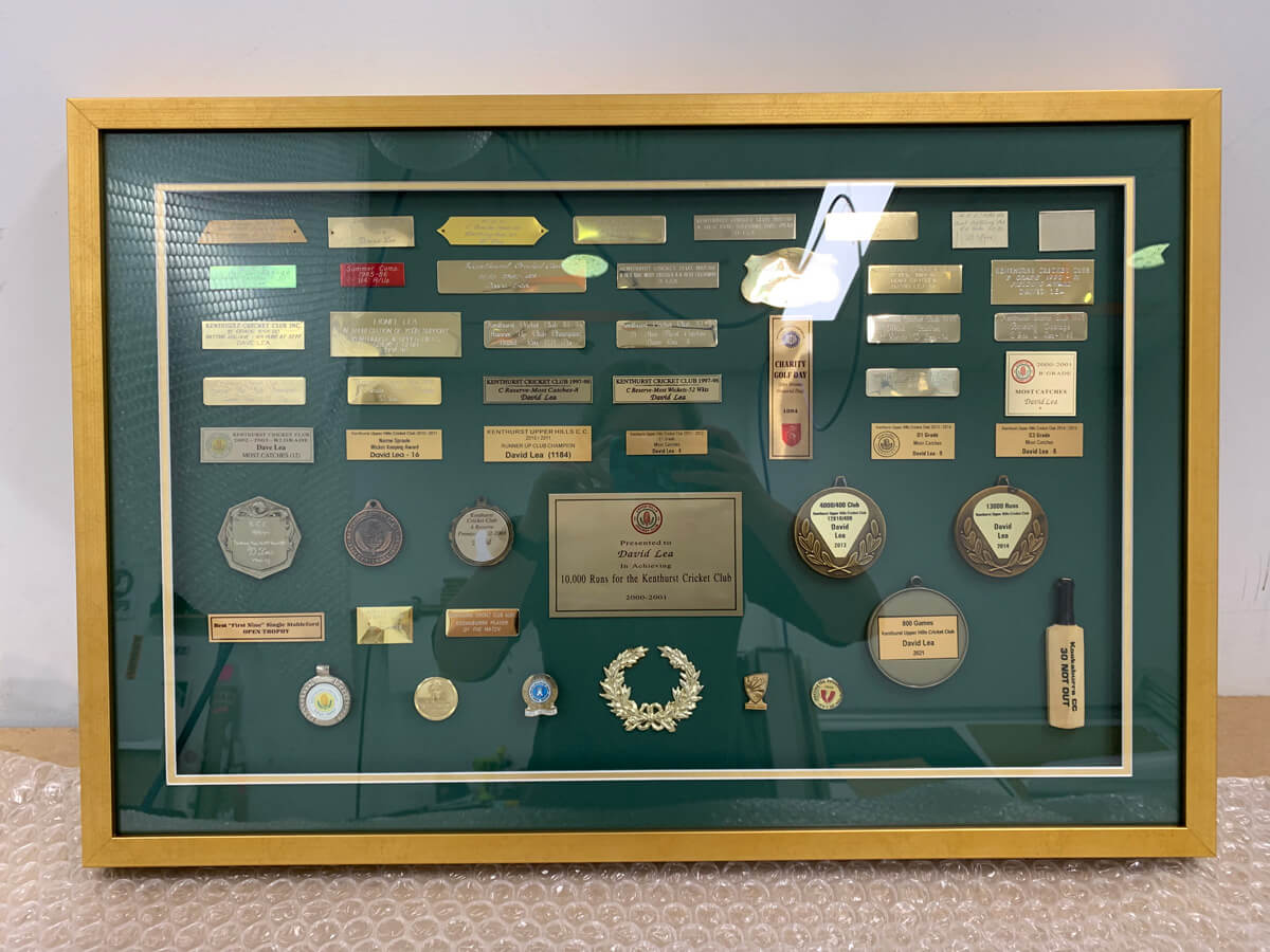 Framed sports medals